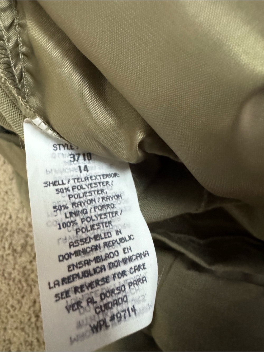 SAG HARBOR OLIVE GREEN ZIP-FRONT JACKET PADDED SHOULDERS WOMEN’S SIZE 14 - Picture 6 of 6